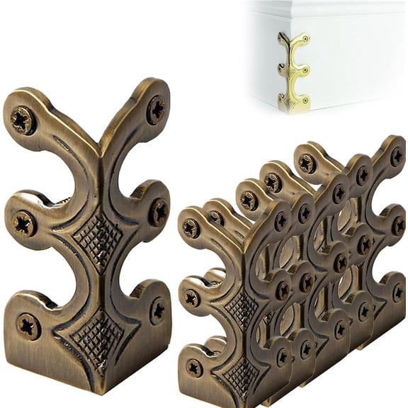 6Pcs Baseboard Corner Protectors, Solid Brass Skirting Board Corner Protectors, Skiffer Skirting Board Corner Protector, Vintage Metal Corner Protector (Bronze)