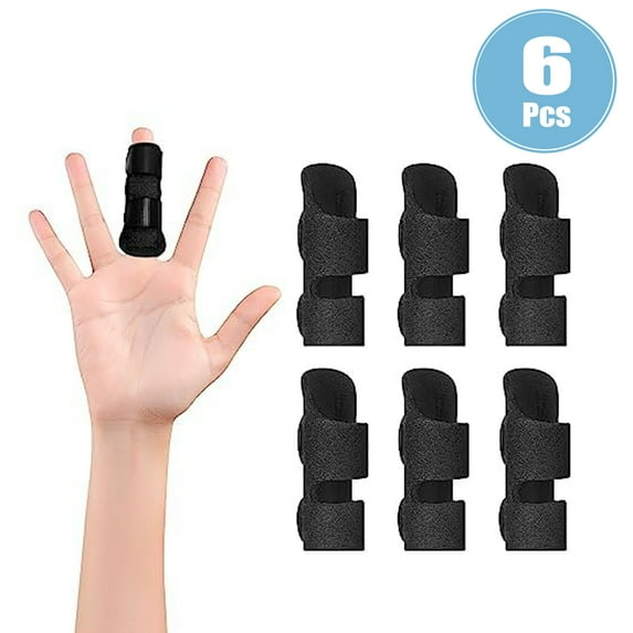 6Pcs SkyAuks Trigger Finger Splint, Universal Finger Straightener, Black