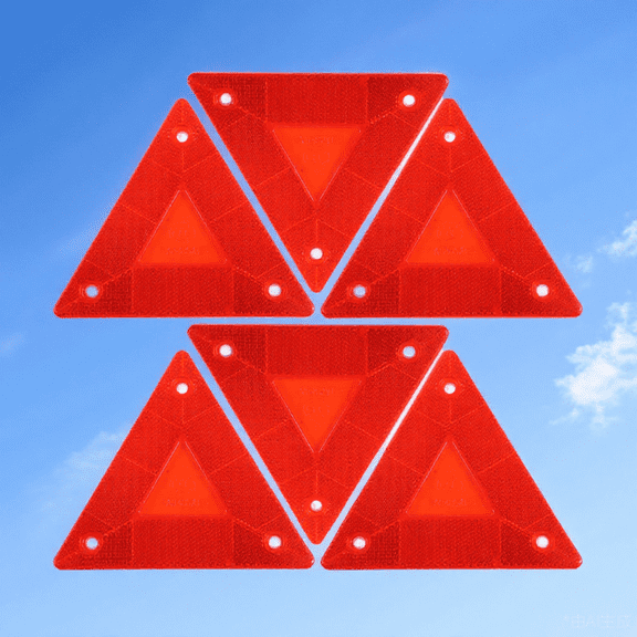 6Pcs Slow Moving Triangle Warning Sign Red Reflective Vehicle Triangle for Road Use