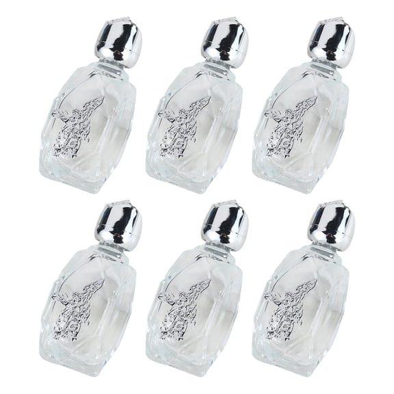 6Pcs Small Embossed Glass Holy Water Container Bottles Catholic Church Decors