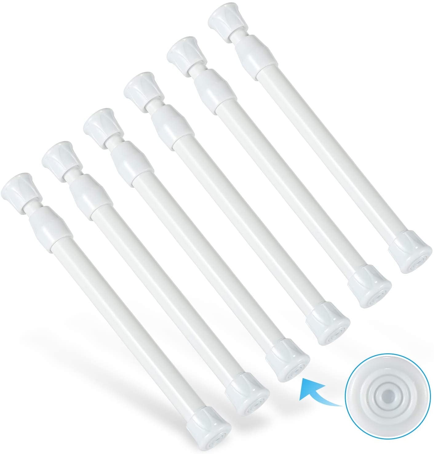6Pcs Adjustable Tension Rod, Expandable Curtain Rod for Closet, Cabinet ...