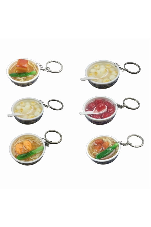 6Pcs Small Toy Food Keychain Simulation Food Keychain Creative Delicious Food Keyring Kitchen Dollhouse Accessories Set