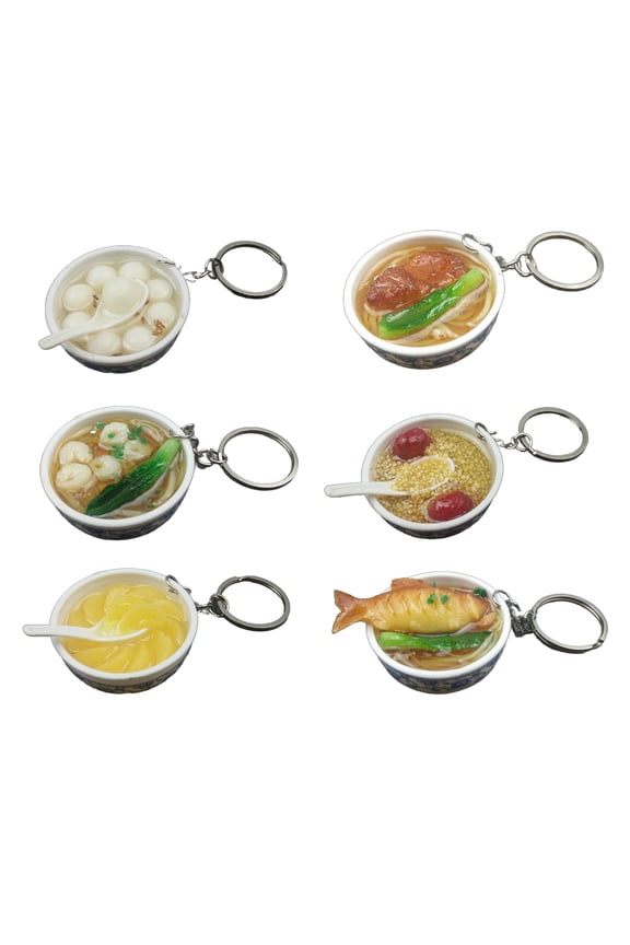 6Pcs Small Toy Keychain Simulation Keychain Creative Keyring Kitchen Decoration Accessories Set