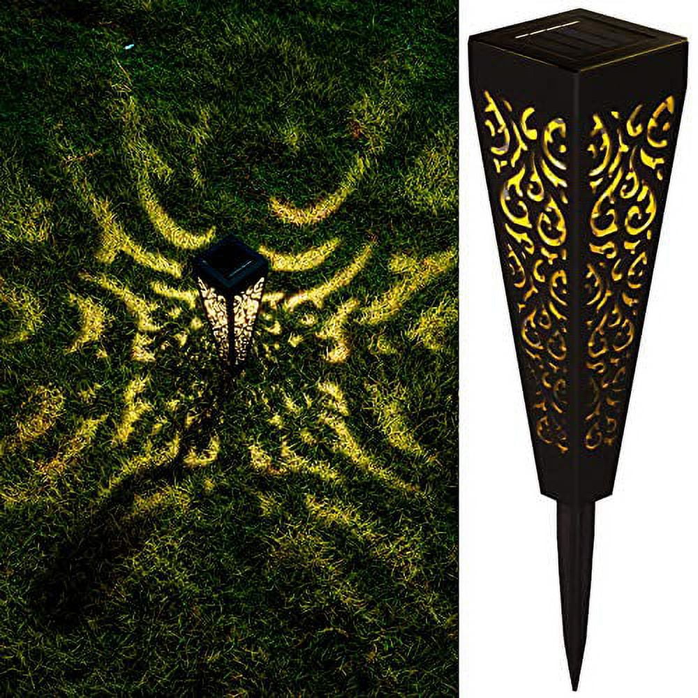 6-Piece Black Painted Solar LED Pathway Lights