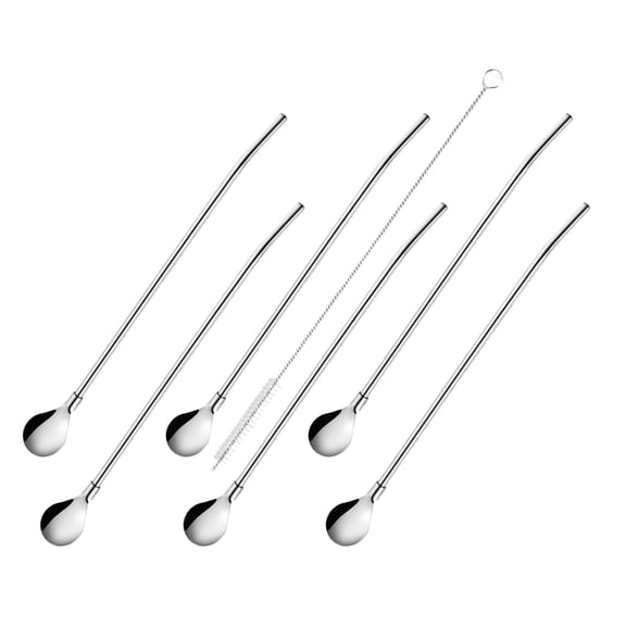 6Pcs Spoon Stirring Stick Coffee Mixing Spoons Reusable Spoon Straws
