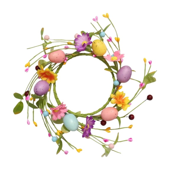 6Pcs Spring Easter Mini Wreaths for Cabinets 9.8" Small Wreaths Kitchen Indoor Artificial Flower Bow Blue Pink Yellow Easter Egg Candle Ring Garlands Window Porch Wall Front Farmhouse Décor