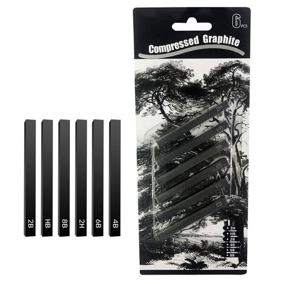 6Pcs Square Willow Charcoal Sticks for Drawing Sketching Shading Art Supplies Sketch Kits Tools Type 2