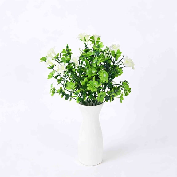 6Pcs St Patricks Day Decoration, 14" Artificial Shamrock Plant for Faux Shamrock Pick Flower Stem Irish Clover Silk Floral Fake Green Leaf Realistic Flower Arrangement DIY Vase Home Table Decor
