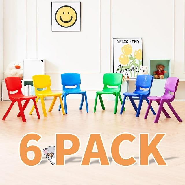 Wanan 6Pcs Stackable Toddler Plastic Chairs for Kids, Versatile Seating