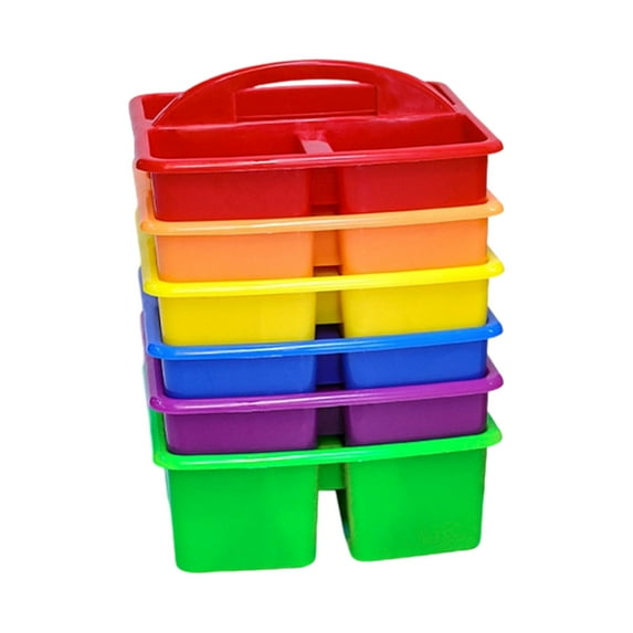 6Pcs Stacking Craft Basket With Carrying Handle Multifunctional Organiser Storage Bin For School Office Art Accessories