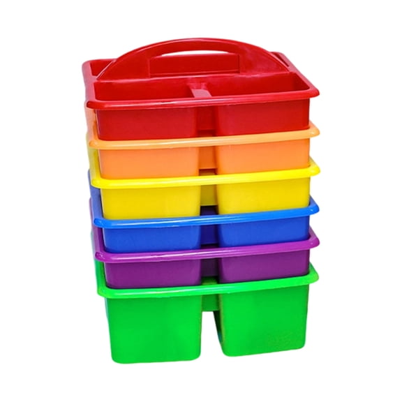 6Pcs Stacking Craft Basket With Carrying Handle Multifunctional Organiser Storage Bin For School Office Art Accessories