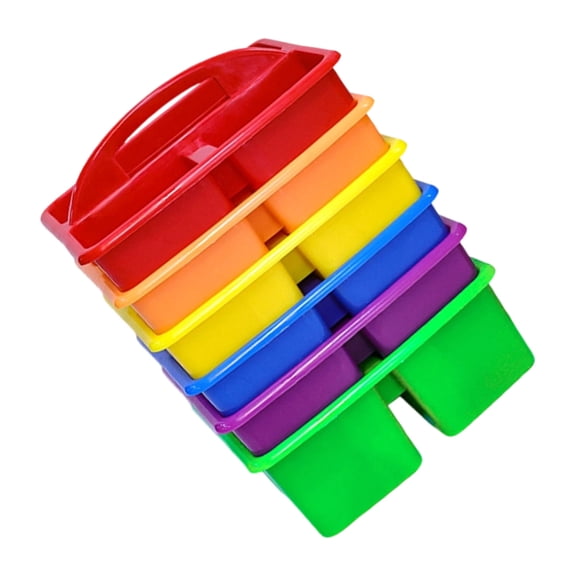 6Pcs Stacking Craft Basket With Carrying Handle Multifunctional Organiser Storage Bin For School Office Art Accessories