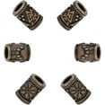 thumbnail image 1 of 6Pcs Stainless Steel European Beads Large Hole Beads Spacer Beads Column Beads with Bear Paw Print Helm of Awe Valknut Antique Bronze Metal Beads for Jewelry Making, 1 of 9