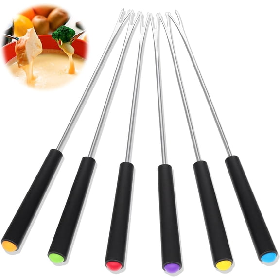 6Pcs Stainless Steel Fondue Forks, 9.1" Fondue Sticks for Grill Cake Chocolate Meat Fruits Cheese Fondue Fountain Roast Marshmallows Dessert