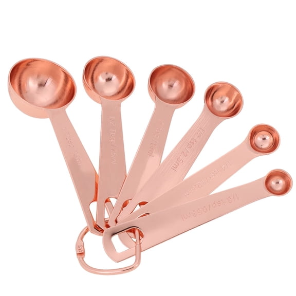 6Pcs Stainless Steel Measuring Spoon Set, Rose Gold Measuring Spoon Tablespoon With Scale Baking Measuring Tools, Measuring Spoon Set For Dry, Liquid Ingredients