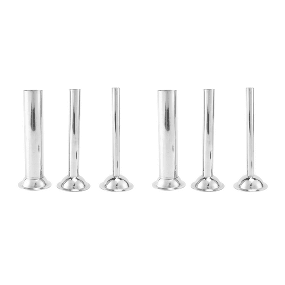 6Pcs Stainless Steel Sausage Stuffer Filling Tubes Funnels Nozzles Spare Parts Filler Tube, Base Diameter:58mm