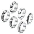thumbnail image 1 of 6Pcs Stainless Steel Spinner Ring for Women Moon Star Sand Blast Finish Ring Set Fidget Band Wedding Promise Rings Size 6-10, 1 of 4