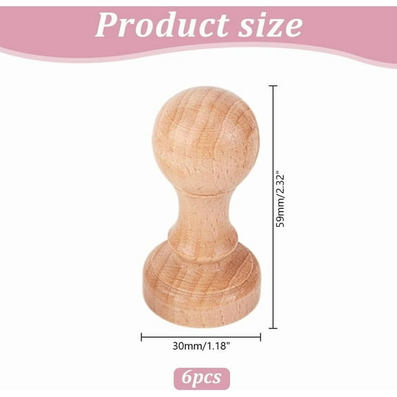 6Pcs Stamp Wood Round Handle 30mm Wooden Knobs Round Wooden Drawer Pulls for Stamp Making DIY Crafting Scrapbooking