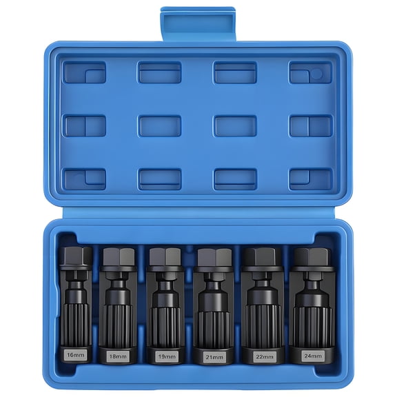 6Pcs Steel Socket Set Shock Absorbers Nut Removal Socket 16Mm To 24Mm Full Size Coverage