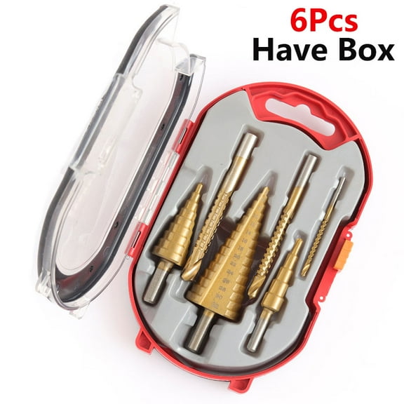 6Pcs Step Drill Bit Saw Drill Bit Set Titanium Milling Cutter 4-12 4-20 4-32mm 3 6 8mm For Woodworking Metal Core Hole Opener
