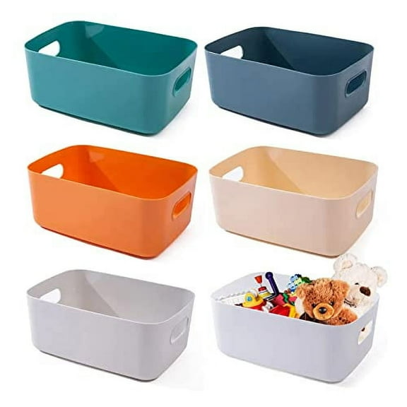 6Pcs Storage Basket Pantry Bins for Shelves Drawers Pantry Closet Classroom Bathroom Pantry Bins Kitchen Spice Rack 12 In x 7.9 In x 4.7 In(Multicolor)