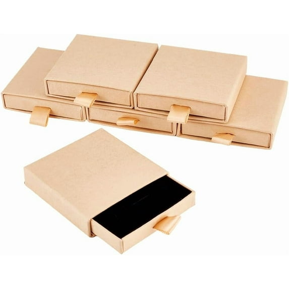 6Pcs Storage Case Empty Jewellery Boxes 3.15x2.72x0.67 Inch Small Cardboard Jewelry Boxes Pull-Out Jewelry Gift Box with Sponge Insert for DIY Bracelets Earrings Necklaces Storage