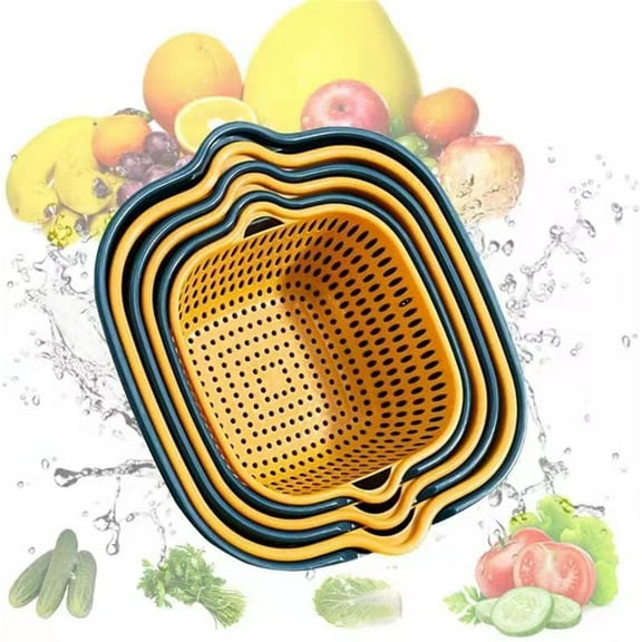 6Pcs Strainer Set,Cleaning Storage Container,Food Strainers for Kitchen,Nesting Plastic Food Strainer,Drain Colander Plastic Set for Washing Fruit
