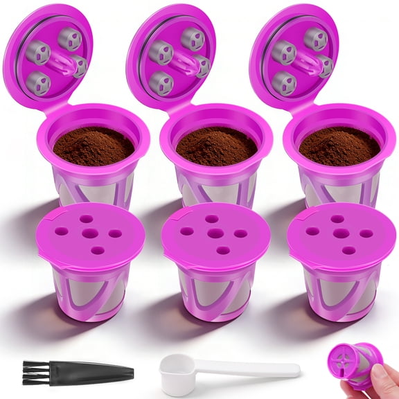 6Pcs Stream Cafe Save ReusableK Slim , for K Duo Gen2 , and for 1.0 series Coffee Filters - Refillable Coffee Pod Capsules with Built-In, Integrated Mesh Strainer