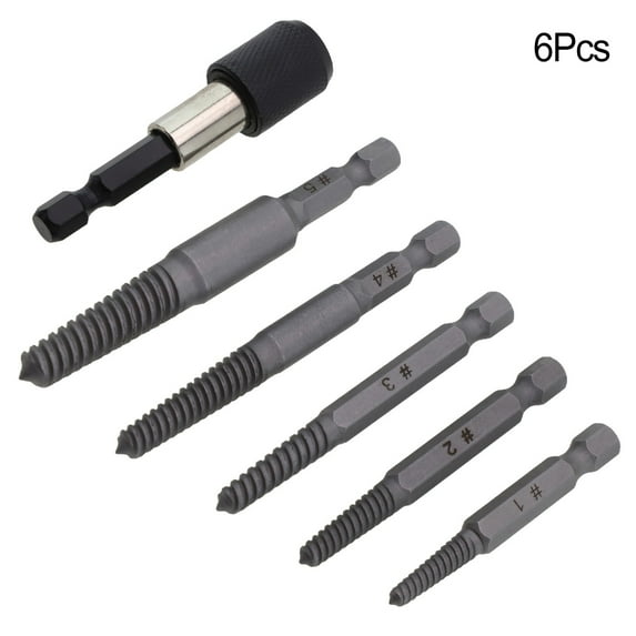 6Pcs Stud Screw Extractor Remover Set Broken Damaged Pipes Bolt Easy Out Tool