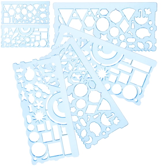 Raindrops 6-Piece Multi-Functional Plastic Drawing Ruler Templates for School Art, Design, Crafting and Geometry Projects