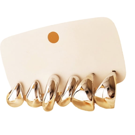 6Pcs Stylish C Type Water Drop Droplet Earrings Acrylic Ear Rings Fashion Statement Jewelry for Parties and Casual Wear