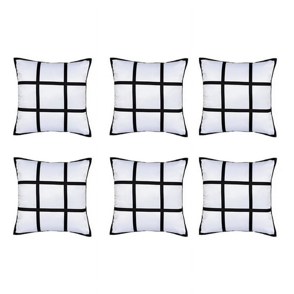6Pcs Sublimation Blank Panel Pillow Case DIY Polyester Cushion Cover 9 Photo Heat Transfer Printing Throw Pillowcase,L
