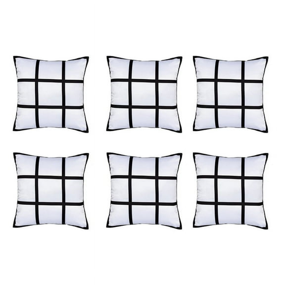 6Pcs Sublimation Blank Panel Pillow Case DIY Polyester Cushion Cover 9 Photo Heat Transfer Printing Throw Pillowcase,S
