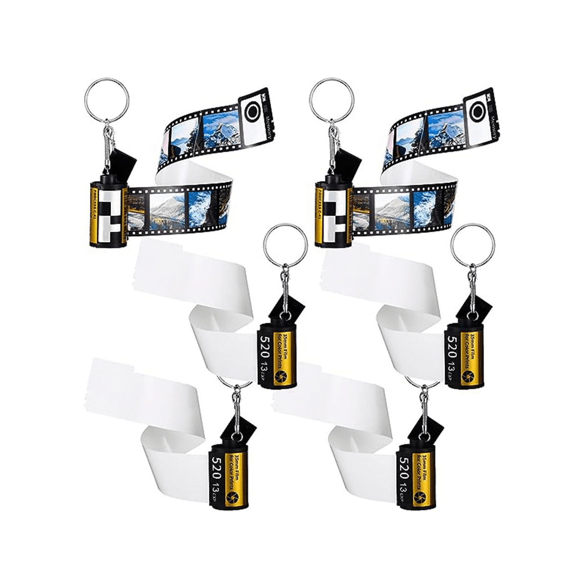 6Pcs Sublimation Camera Film Roll Keychain with Photo Album Picture