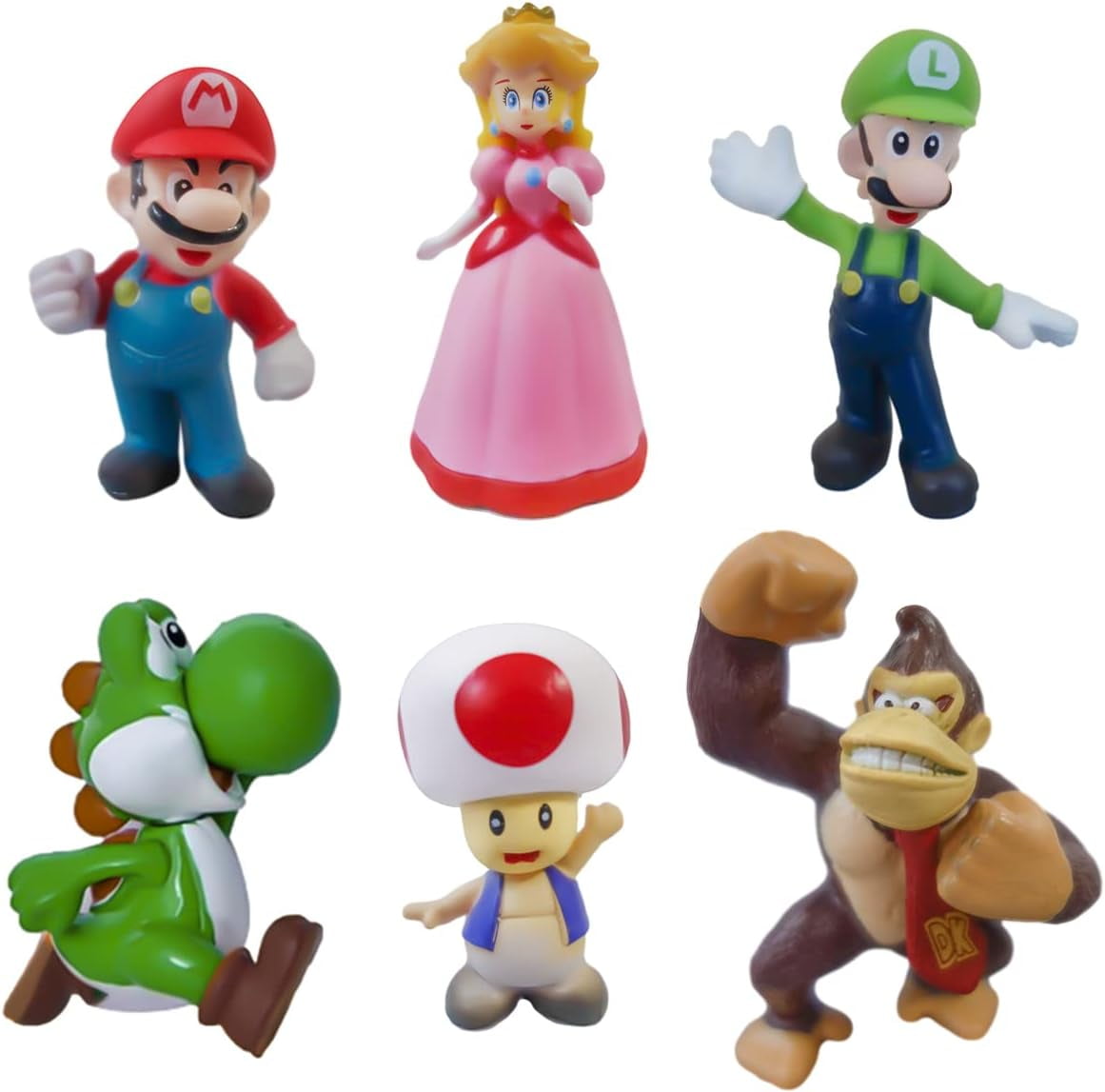 6Pcs Super Mario Brothers Cake Topper Figures Toy Set Mario Brothers