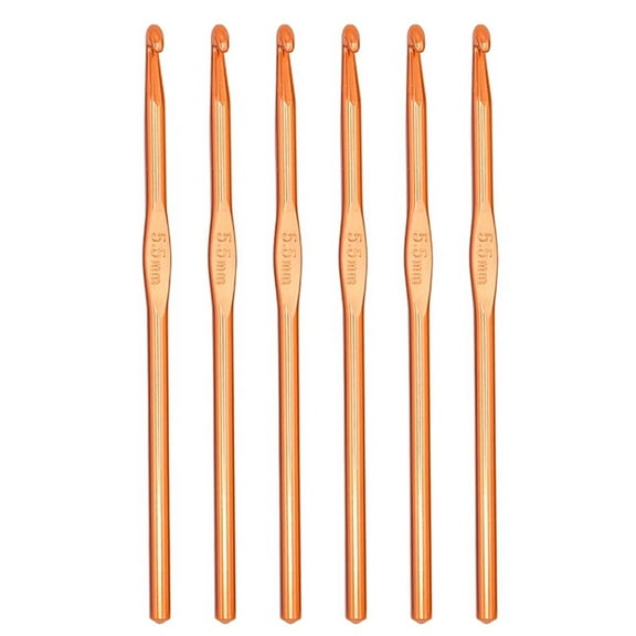 6Pcs Superior Aluminum Crochet Hook Set, Light, & Smooth Knitting Needles, 5.5mm US Size I (Size 9)