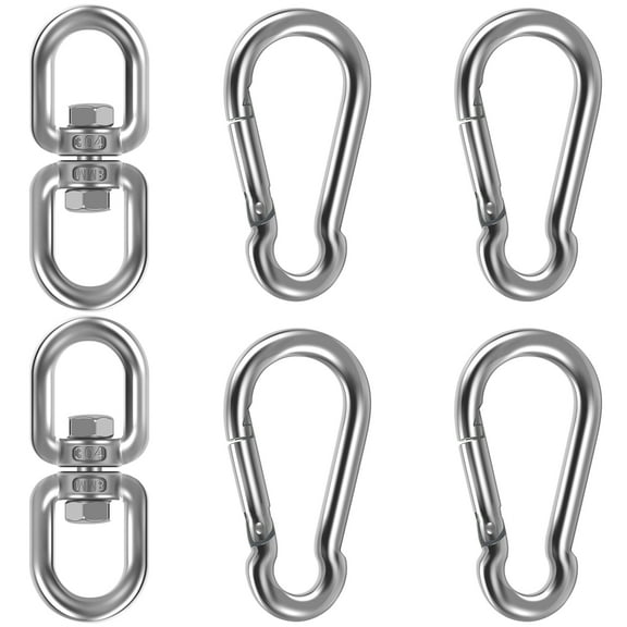 6Pcs Swing Hanger 304 Stainless Steel Swing Swivel Double Ended Swivel Hook Heavy Duty Swing Spinner for Ceiling Porch Swing Hammock Swing Chair