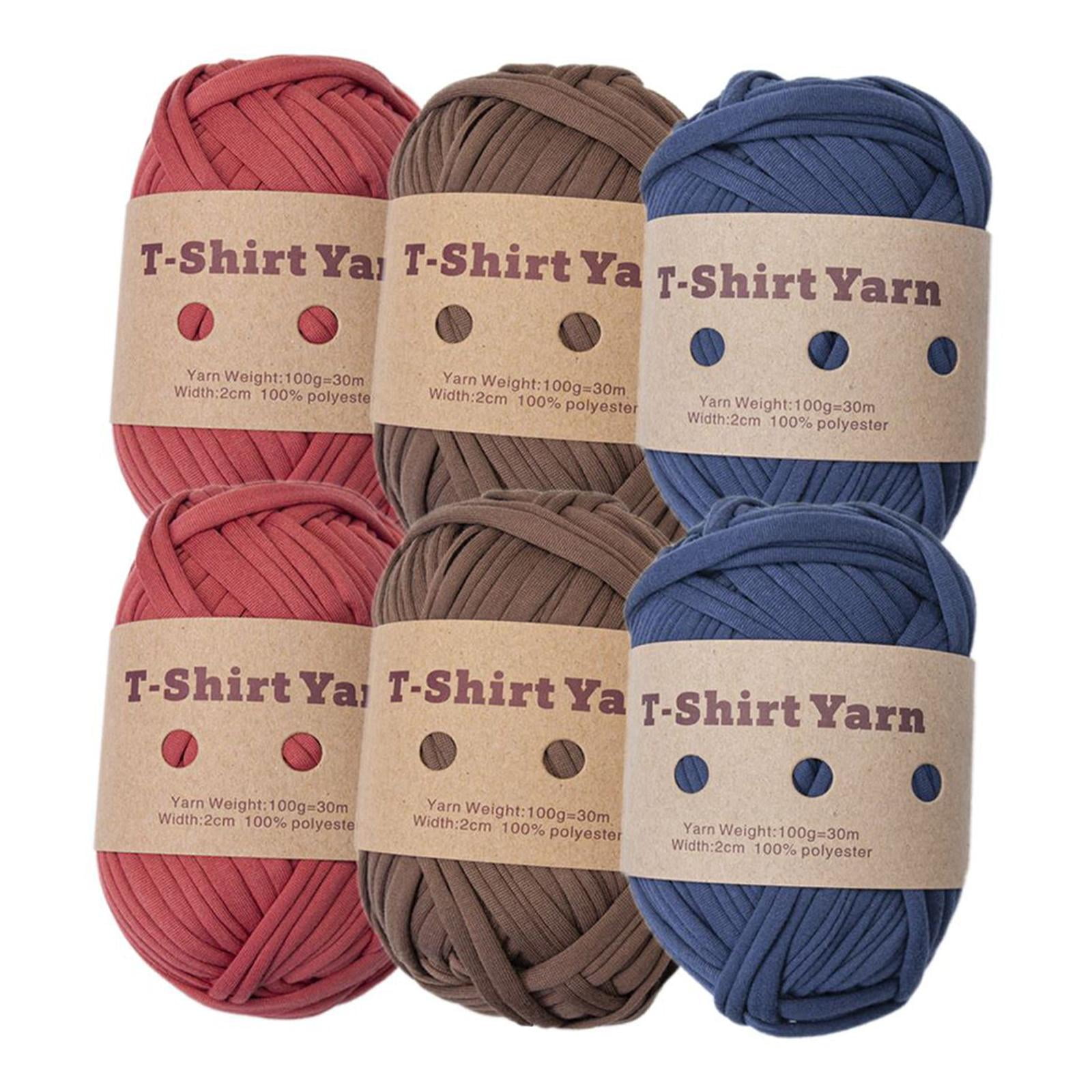 6Pcs T Shirt Yarn Easy to Wash Weaving Thread Yarn for Macrame Throw