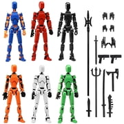 6Pcs T13 Action Figure Set[3Hand Types & 9Weapon], 6 Colors Robot 3D Printed Toys Lucky Titan 13 Action Figure With Multiple Accessories, Dummy 13 Multi-Jointed Movable