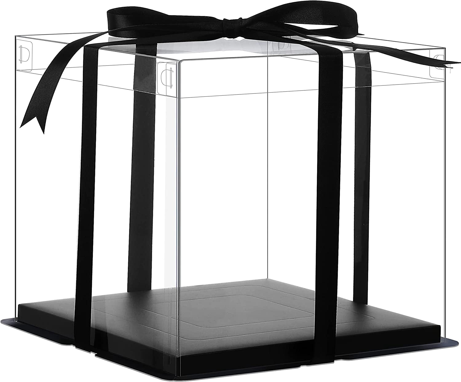 6Pcs Tall Cake Boxes Clear cake Box with Ribbon, 12x12x 10inch,Ideal ...