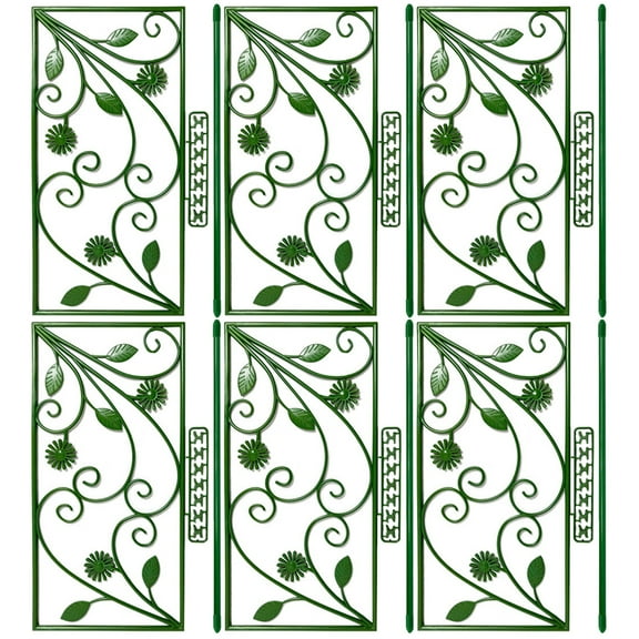 6Pcs Tall Garden Trellis Fence Panels Metal Folding Flower Bed Grid Lattices