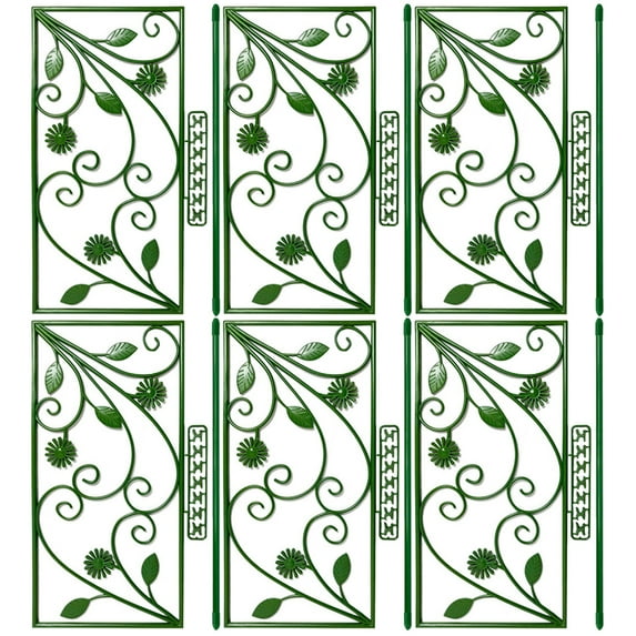 6Pcs Tall Garden Trellis Fence Panels Metal Folding Flower Bed Grid Lattices