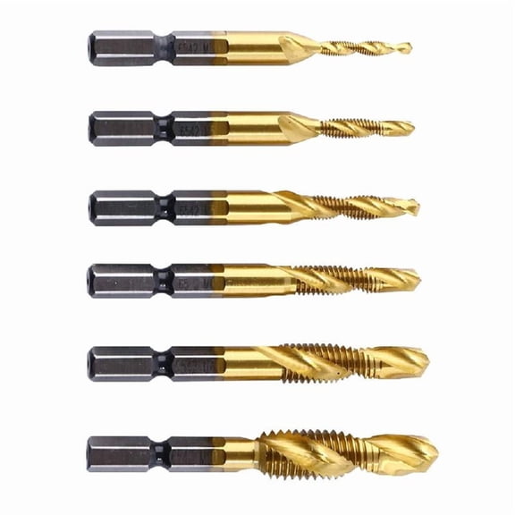 6Pcs Tap Drill Bit Screw Spirals Point Thread High Speed Steel Tap Set Hand Tool