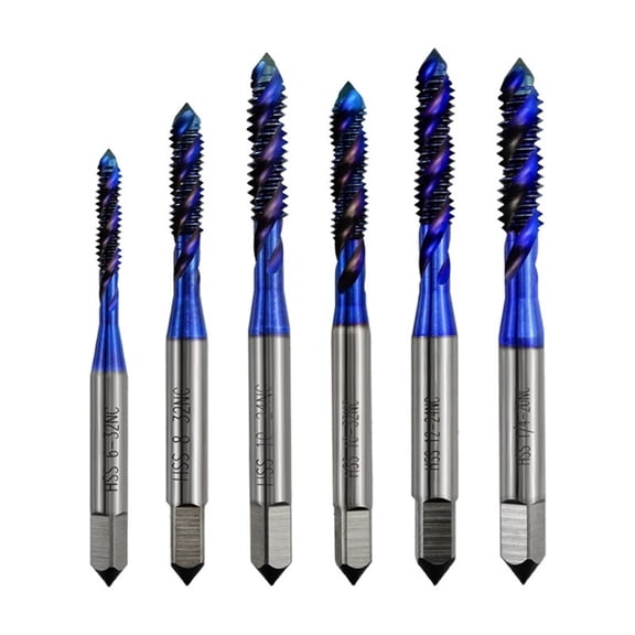 6Pcs Tap Drill Bit Screw Spirals Point Thread High Speed Steel Tap Set Tool