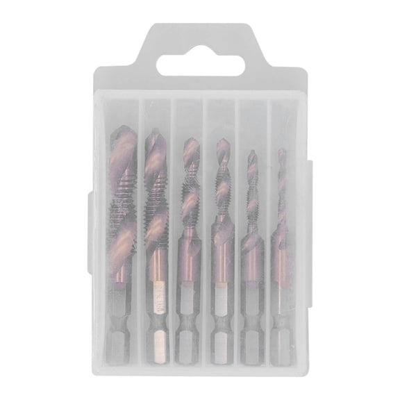 6Pcs Tap Drill Bit Ti Plated M3 M4 M5 M6 M8 M10 Hex Shank Tapping Drilling Tool for Steel