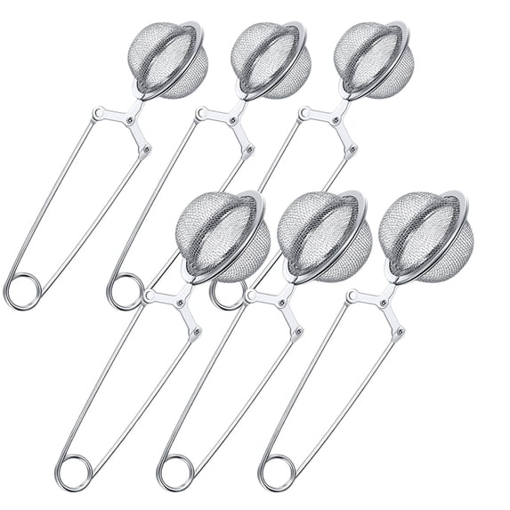 6Pcs Tea Infuser Loose Leaf Tea Snap Ball Tea Strainer Spoon Stainless Steel Tea Filter Steeper with Handle