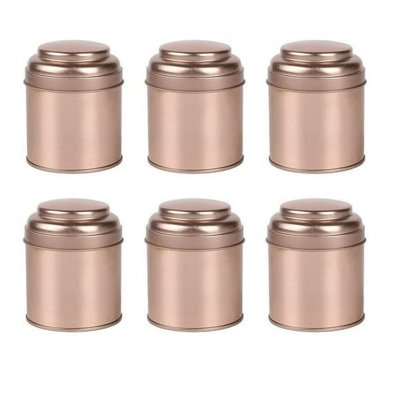 6Pcs Tea Tins Canister with Airtight Double Lids,Mini Tin Can Box and Small Round Kitchen Canisters for Tea ()
