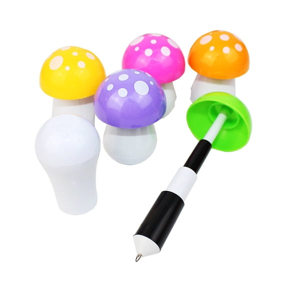 6Pcs Telescopic Mushroom Ballpoint Pen Funny Writing Pen Smooth to Write Christmas Stocking Fillers for Student Reward