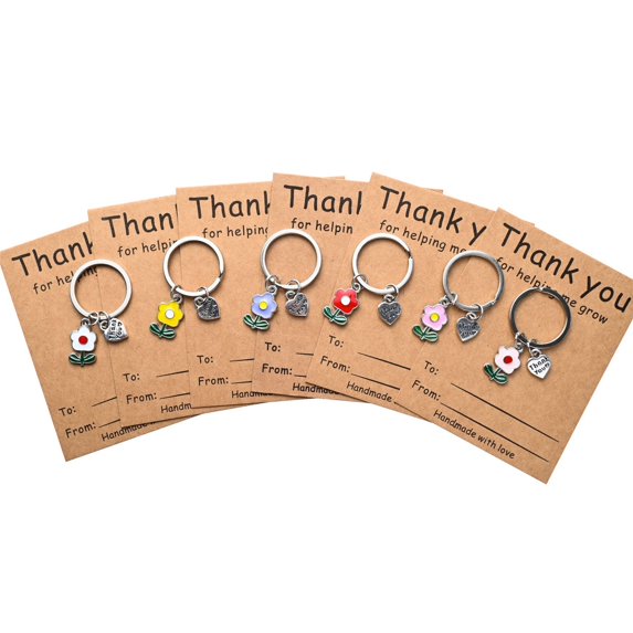 6Pcs Thank You Keychains, Appreciation Teacher Keychain, Teachers' Day Gifts for Women, Thank You for Helping Me Grow Keyring