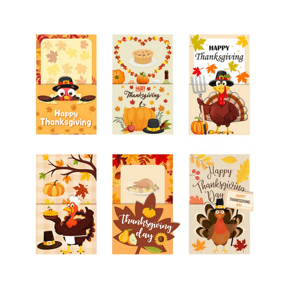 6Pcs Thanksgiving Cutlery Holder Set, Fall Thanksgiving Utensil Decor With Turkey Maple Leaf Pumpkin Patterns, For Party Supplies Autumns Harvests Dinner Table Decor